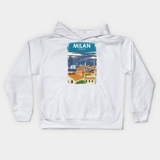 Milan Italy Vintage Minimal Retro Travel Poster Kids Hoodie